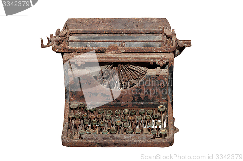 Image of ancient isolated rusty typewriter