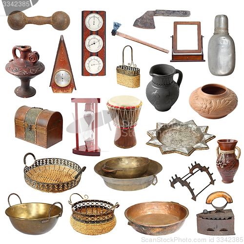 Image of collection of old weathered isolated objects