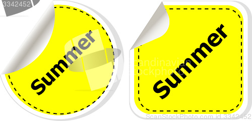 Image of Word summer concept on button. Banner, web button or message for online web site, presentation or application
