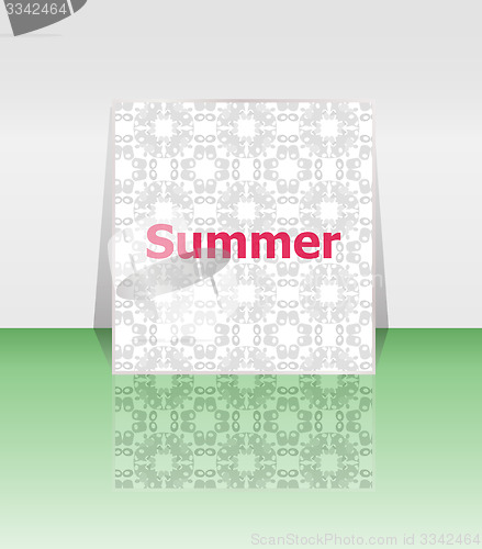 Image of Hello summer poster. summer background. Effects poster, frame. Happy holidays card, happy vacation card. Enjoy your summer.