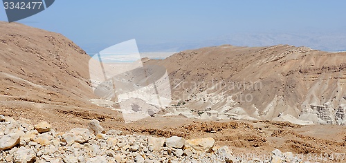 Image of Desert landscape near the Dead Sea at bright noon