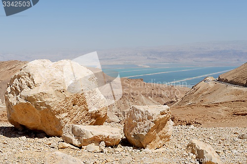 Image of Desert landscape near the Dead Sea at bright noon