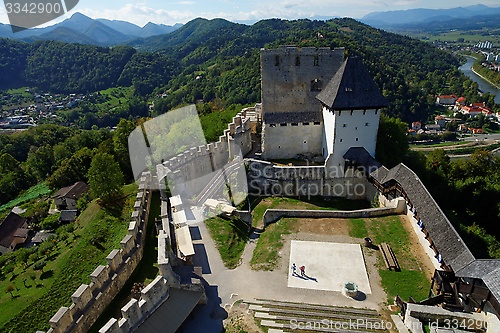 Image of Celje medieval castle in Slovenia above the river  Savinja