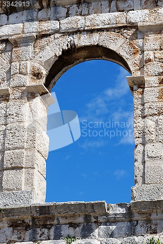 Image of Window of ancient Roman amphitheater in Pula, Croatia