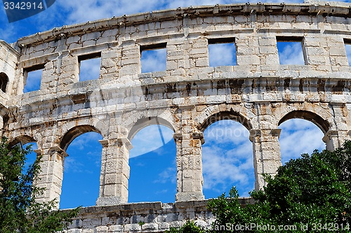 Image of Detail of ancient Roman amphitheater in Pula, Croatia