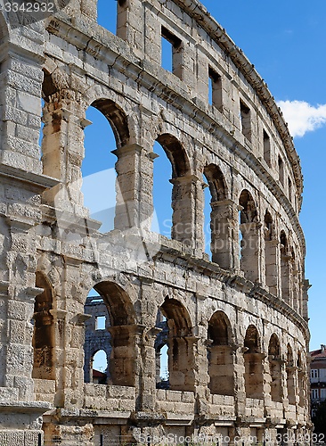 Image of Detail of ancient Roman amphitheater in Pula, Croatia