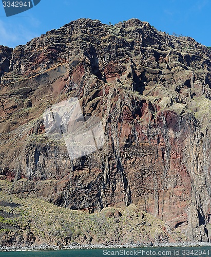 Image of Steep weathered cliff near Cabo Girao on Madeira island