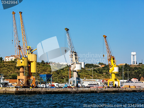 Image of Cargo Sea Port with Cranes