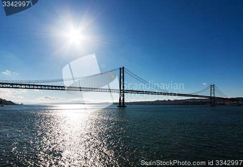 Image of 25 de Abril Cable-stayed Bridge over Tagus River