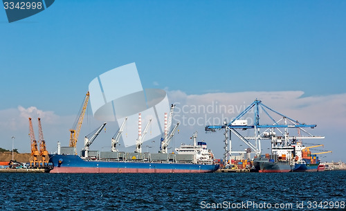 Image of Cargo Sea Port with Cranes