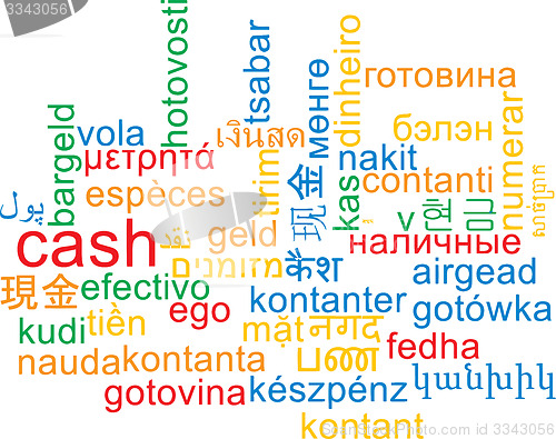 Image of Cash multilanguage wordcloud background concept