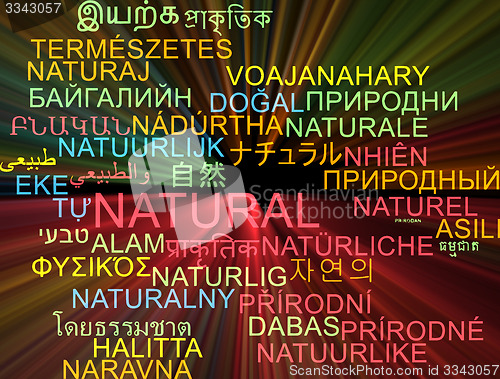 Image of Natural multilanguage wordcloud background concept glowing