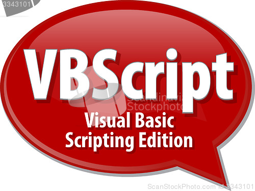 Image of VBScript acronym definition speech bubble illustration