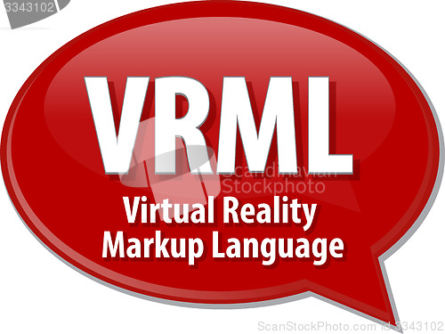 Image of VRML acronym definition speech bubble illustration