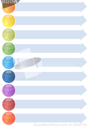 Image of Nine blank business diagram arrow list illustration