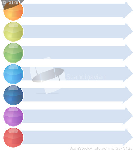 Image of Seven blank business diagram arrow list illustration