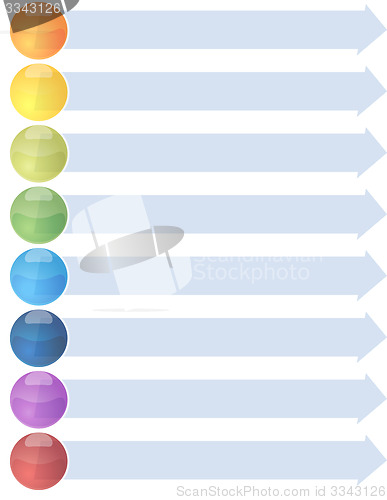 Image of Eight blank business diagram arrow list illustration