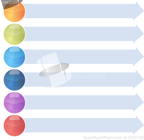 Image of Six blank business diagram arrow list illustration