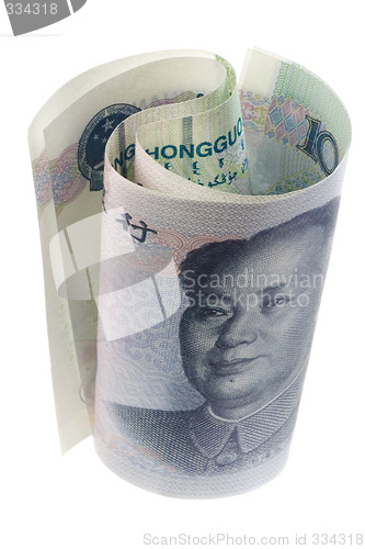 Image of Chinese currency rolled

