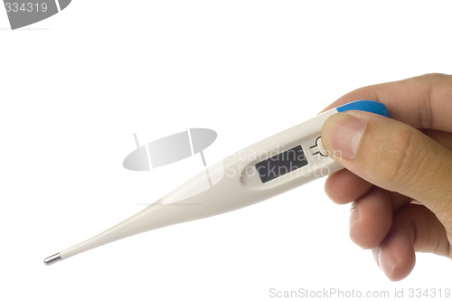 Image of Hand holding a digital thermometer

