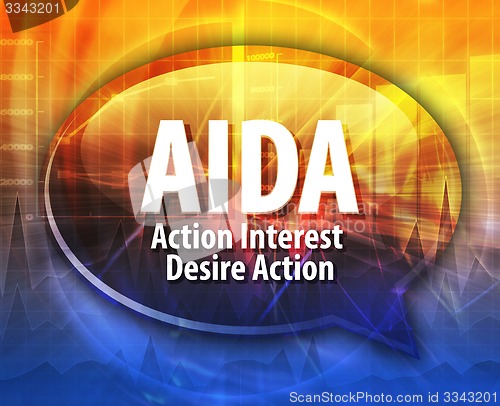 Image of AIDA acronym word speech bubble illustration