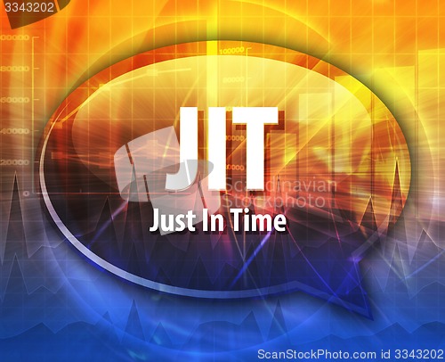 Image of acronym word speech bubble illustration JIT