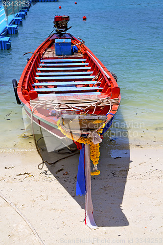 Image of boat  blue lagoon   stone in thailand kho     south china sea