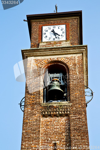 Image of   mozzate    wall  and church tower bell sunny day milan