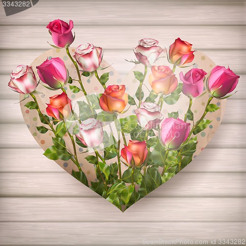 Image of Rose flowers in heart shape. EPS 10