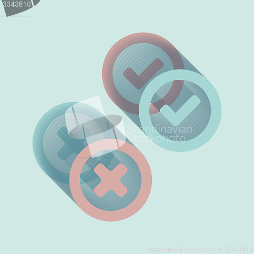 Image of Approved and rejected icons. Vector set. 