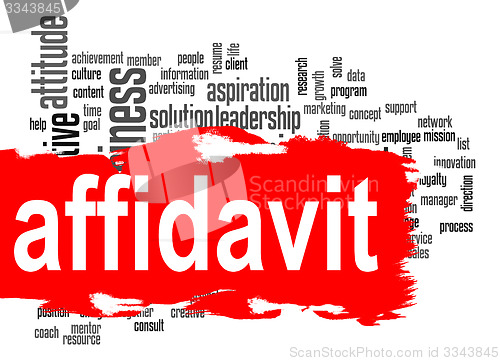 Image of Affidavit word cloud with red banner