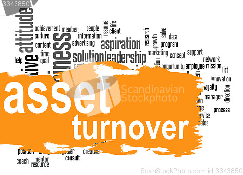 Image of Asset turnover word cloud with orange banner