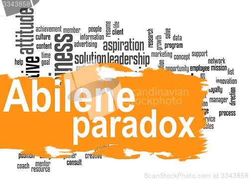 Image of Abilene Paradox word cloud with orange banner