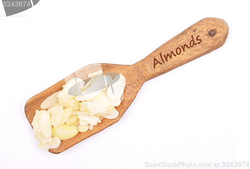 Image of Almond slices on shovel