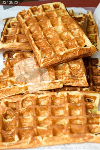 Image of Fresh homemade fried soft Vienna waffles