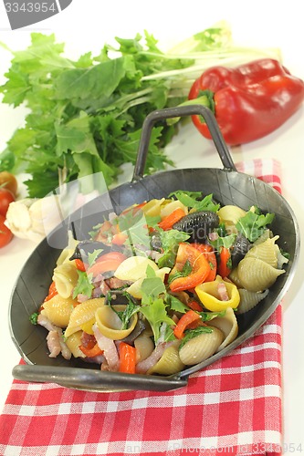 Image of Pasta pan with turnip greens