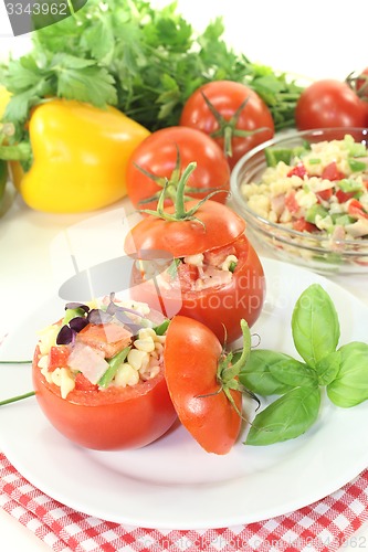 Image of stuffed Tomatoes with pasta salad