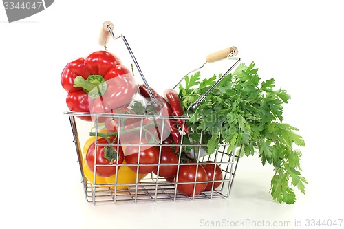 Image of shopping basket with crisp vegetables