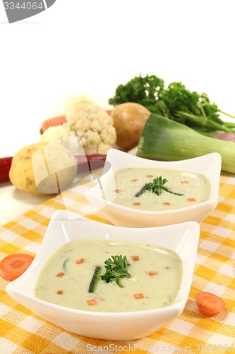 Image of vegetable creme soup with parsley