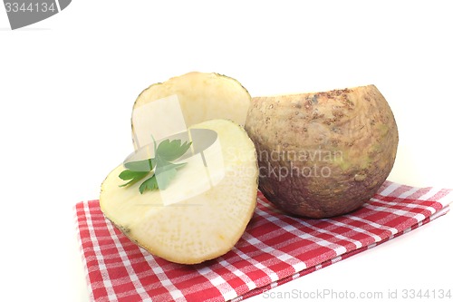 Image of yellow Turnip on a napkin