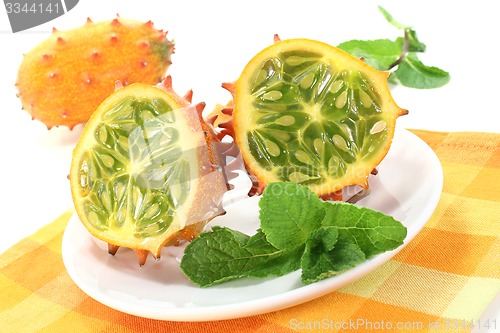 Image of horned melon on a plate