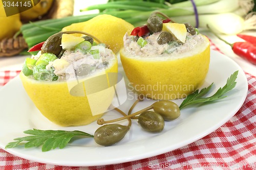 Image of stuffed Lemons with tuna cream and capers