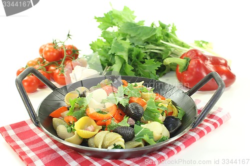 Image of fresh Pasta pan with bell pepper