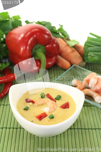 Image of fresh Curry Soup with shrimp