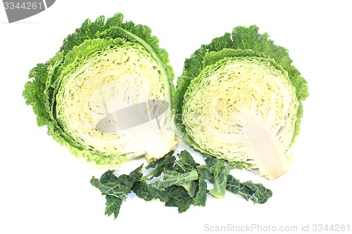 Image of fresh savoy cabbage halves