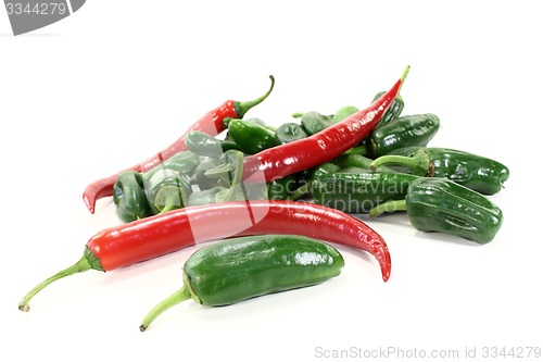 Image of green Pimientos with hot peppers