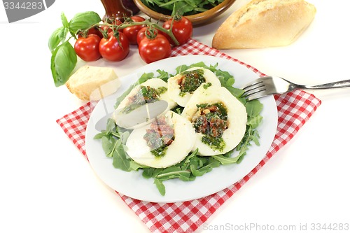 Image of stuffed mozzarella with basil