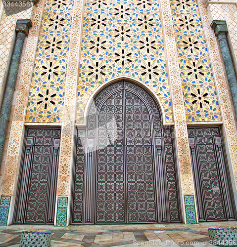 Image of historical in  antique building door morocco style africa   wood
