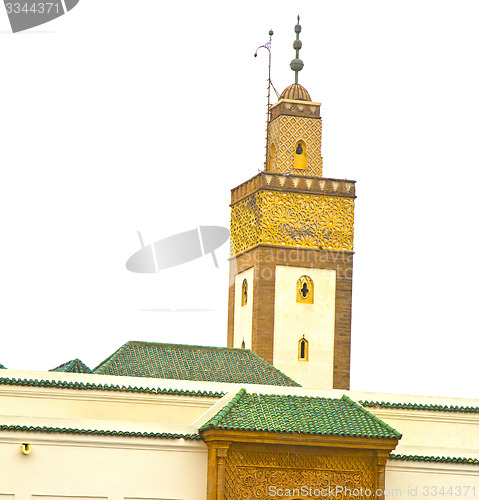 Image of  muslim in  mosque the history  symbol   morocco  africa  minare