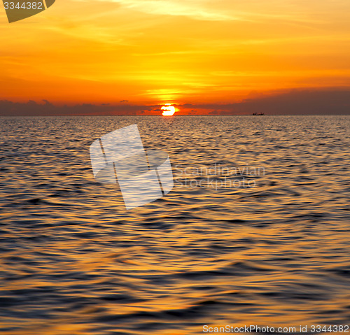 Image of sunrise boat  and sea in thailand kho south china sea